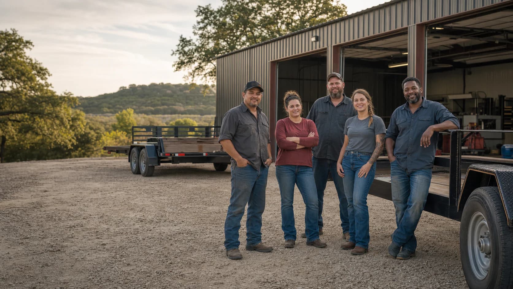 Watersound Trailers Panama City Beach team outside the trailer yard